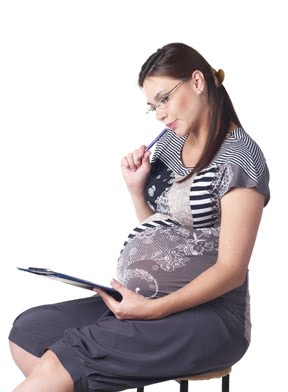 Pregnant Woman doing Research
